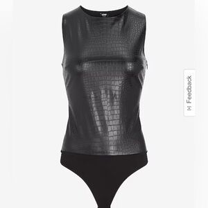 Body Contour Croc Faux Leather
High Neck Thong Bodysuit size small black